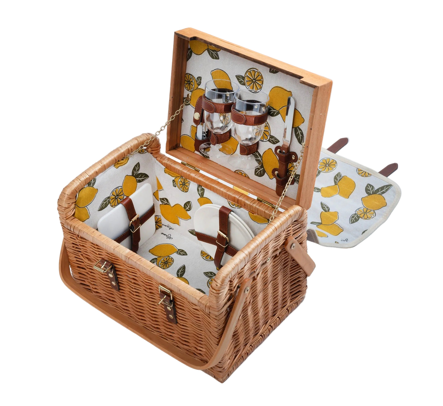 HM Signature Lemon Print 2-Person Picnic Basket Set