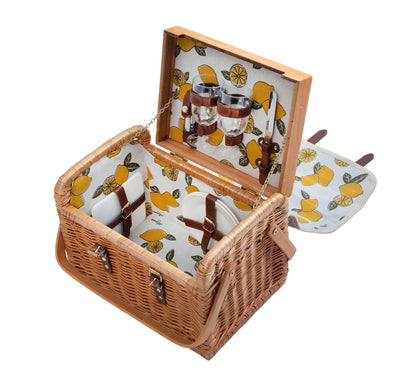 HM Signature Lemon Print 2-Person Picnic Basket Set