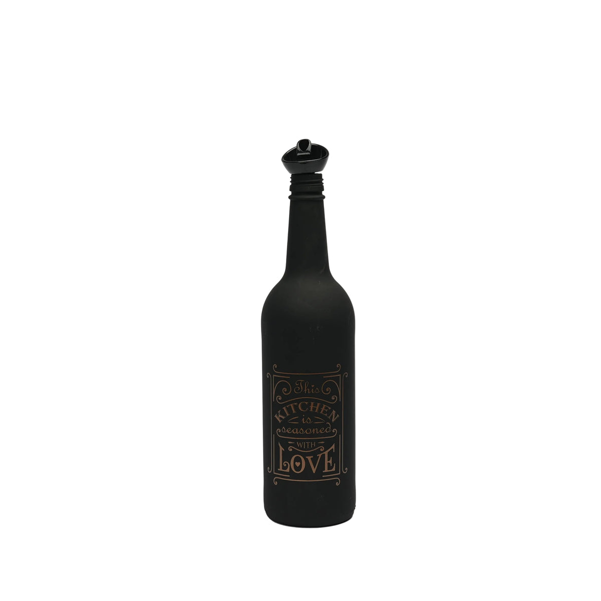 HM Signature Seasoned With Love Matte Black Glass Oil Bottle