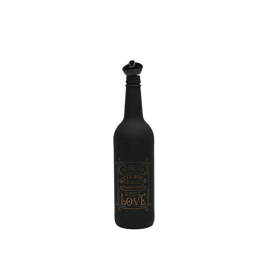 HM Signature Seasoned With Love Matte Black Glass Oil Bottle