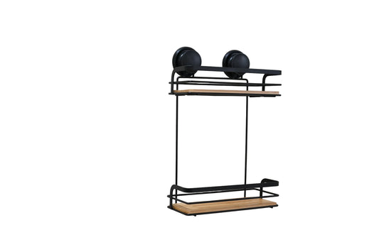 HM Signature 2-Tier Bamboo & Metal Bathroom Organizer