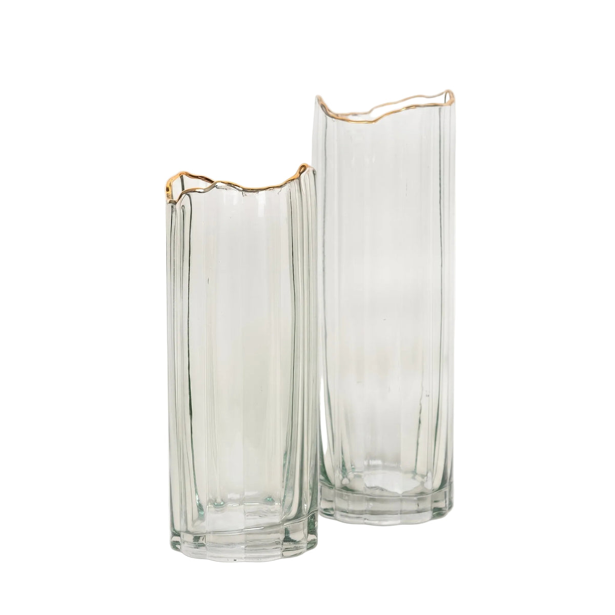 HM Signature Gold Rim Glass Vase Set (Set of 2)