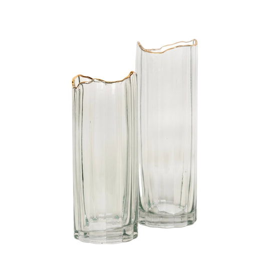 HM Signature Gold Rim Glass Vase Set (Set of 2)