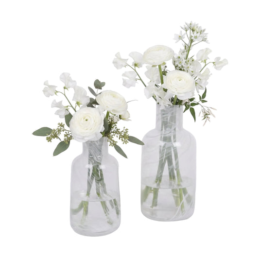 HM Signature Marbled Glass Vase Set (Set of 2)