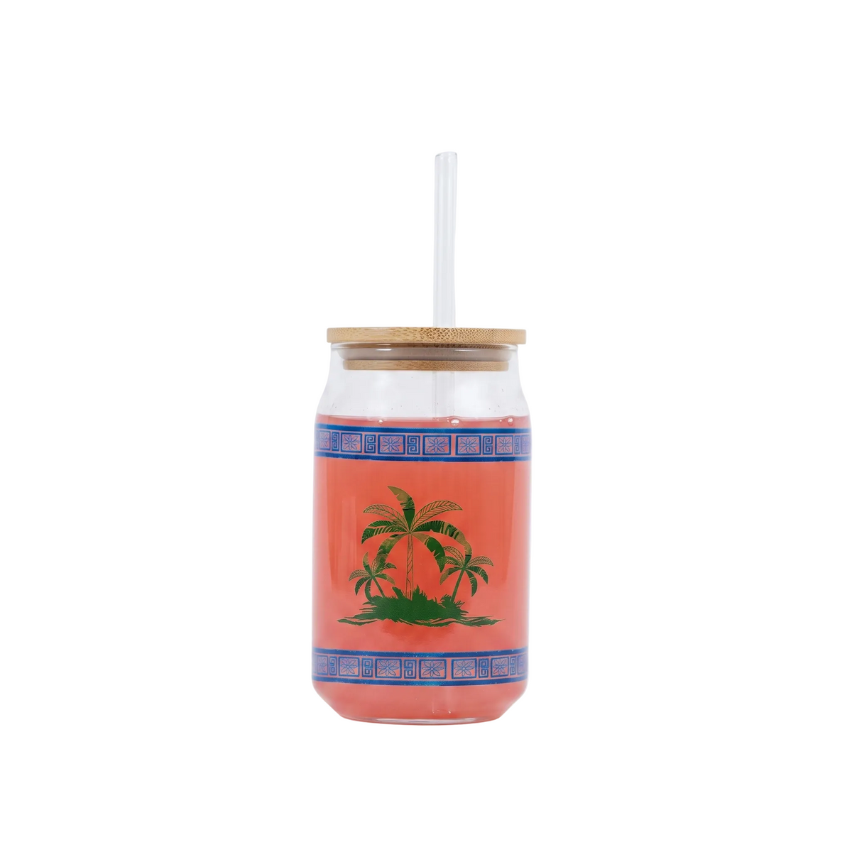 HM Signature Palm Island Mason Jar with Straw