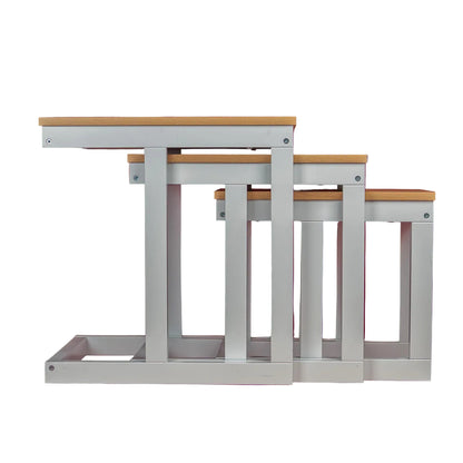 HM Signature Wood Top Nesting Side Table Set (Set of 3)