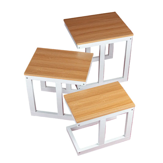 HM Signature Wood Top Nesting Side Table Set (Set of 3)
